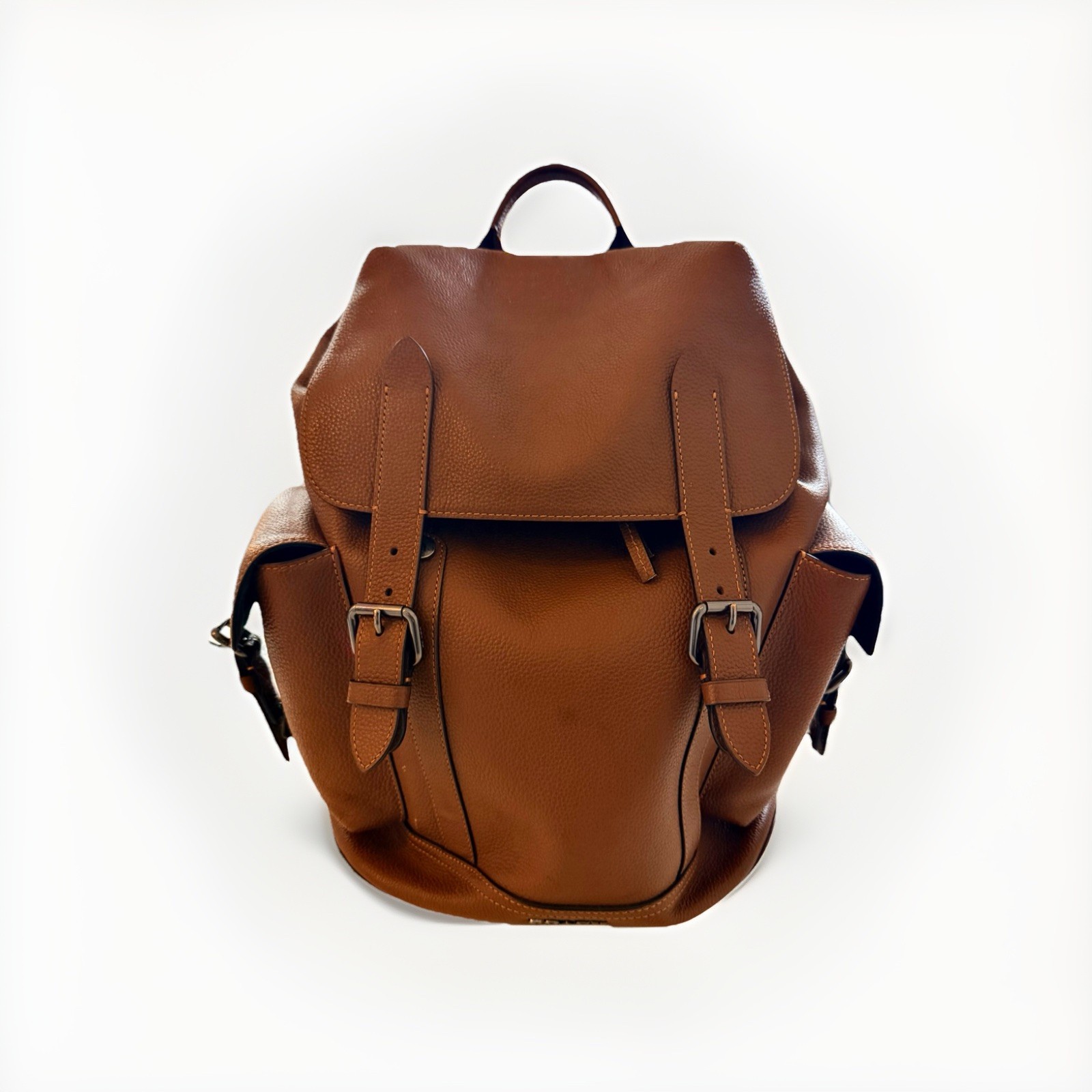 Coach Brown Backpack Drawstring Buckle Outer Pockets Adjustable Strap Classic