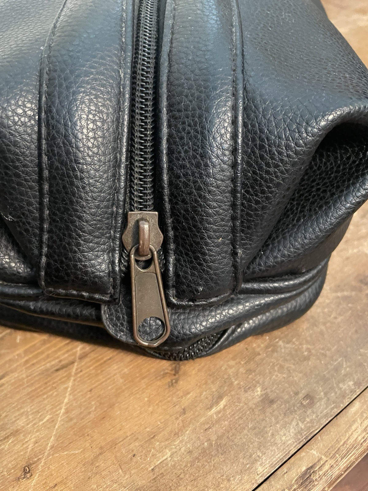 DOPP Classic Black Textured Leather Travel Toiletry Pouch