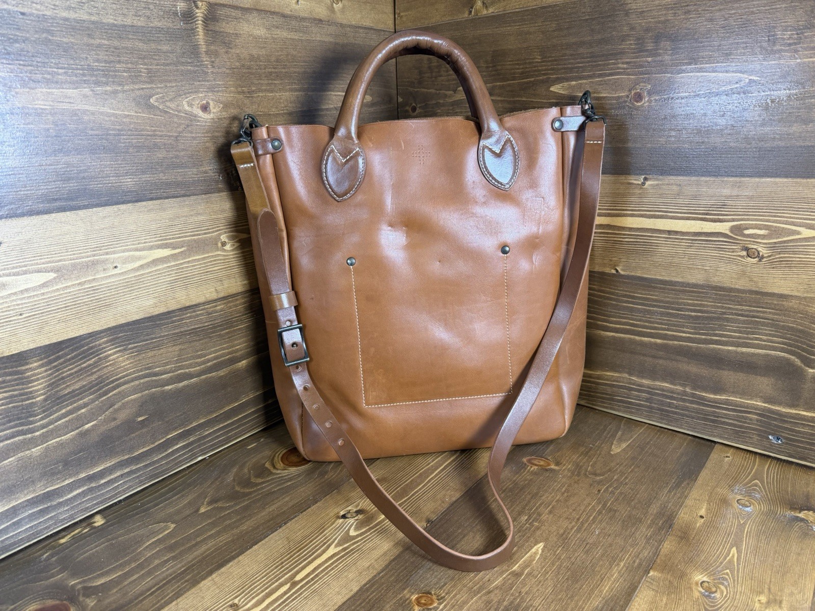 Saddleback Leather Satchel/Briefcase/Tote Open Concept Bag W/Removable Strap
