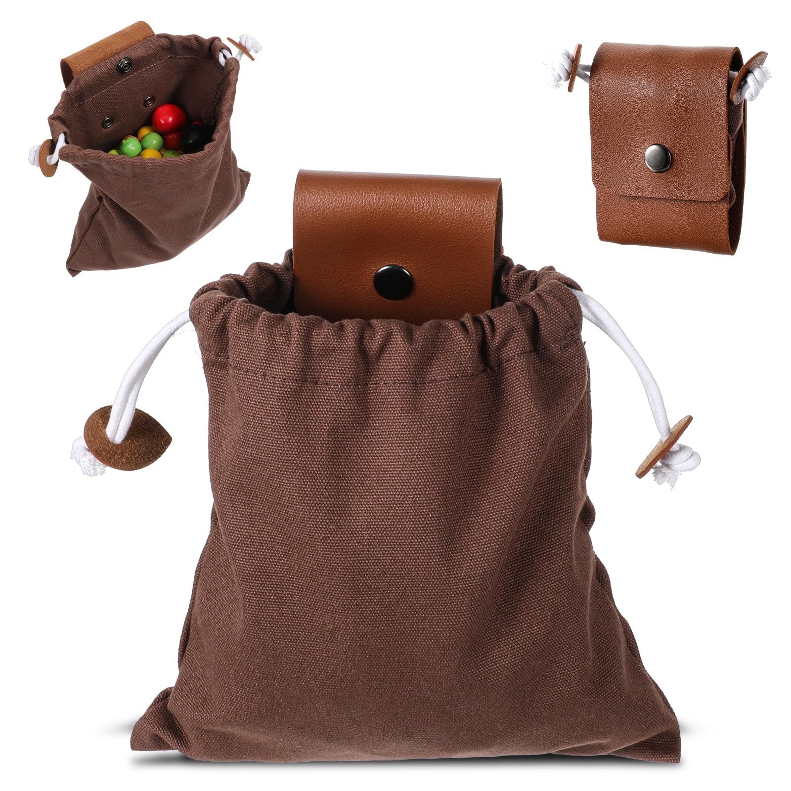 Foraging Pouch Leather Canvas Collapsible Bag Water Resistant Outdoor Camping US