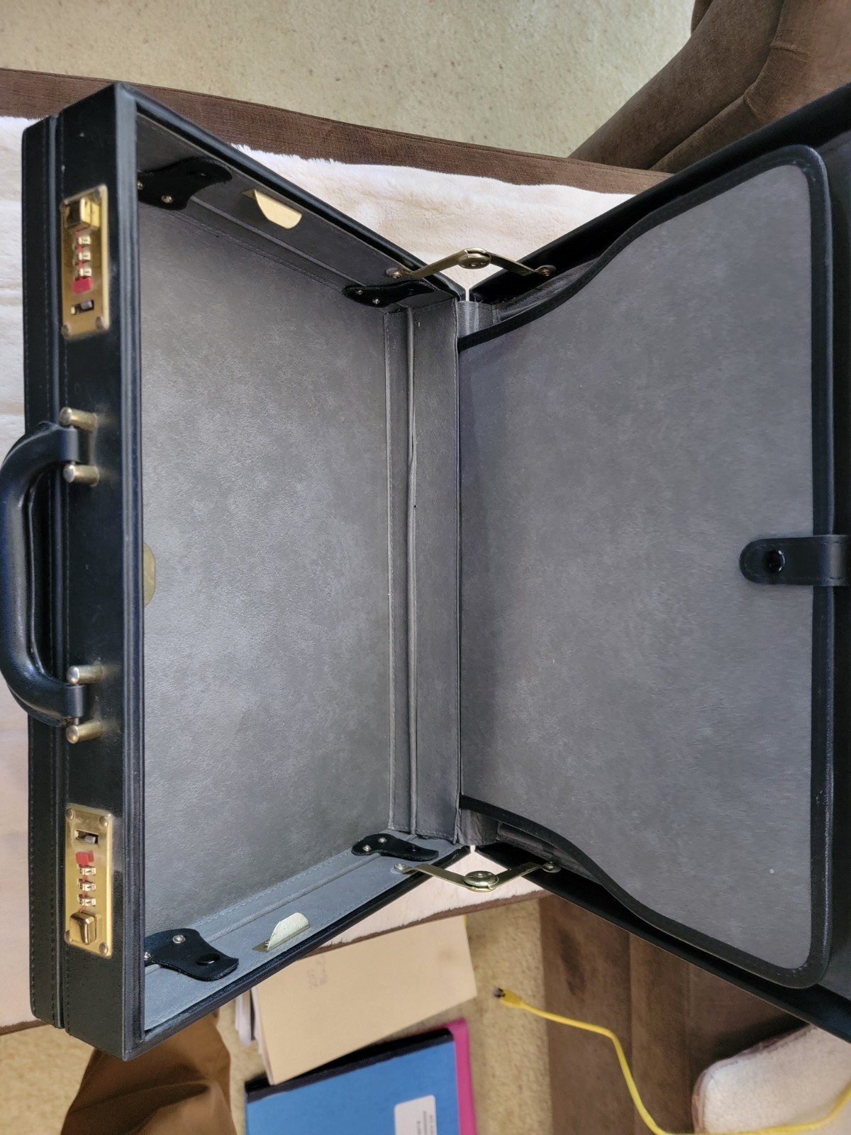 Black Briefcase with Double Locking Feature Slight Damage See Photos