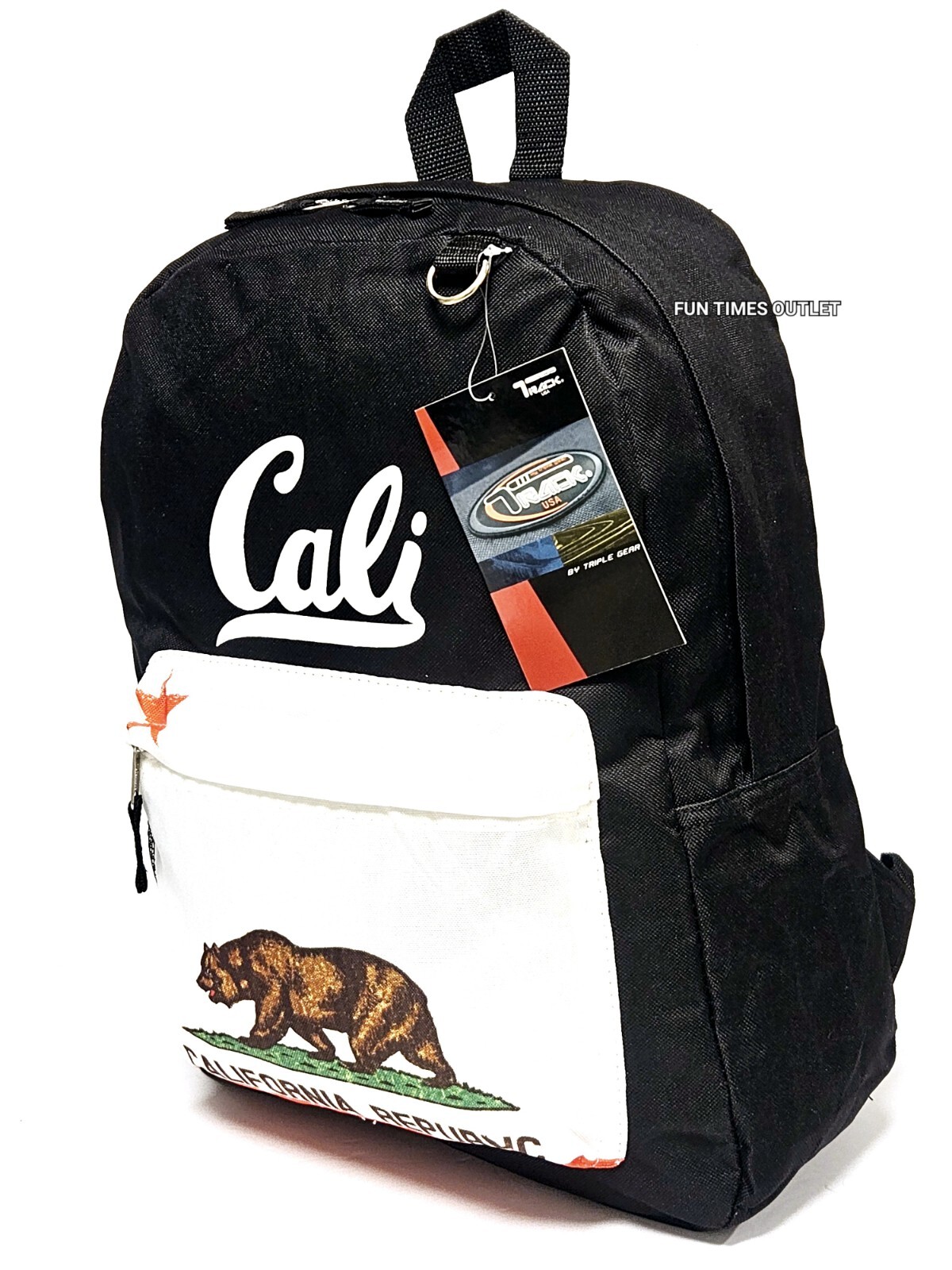 California Republic Bear 16″ Large Backpack Cali Black Travel Bag Mochila NEW