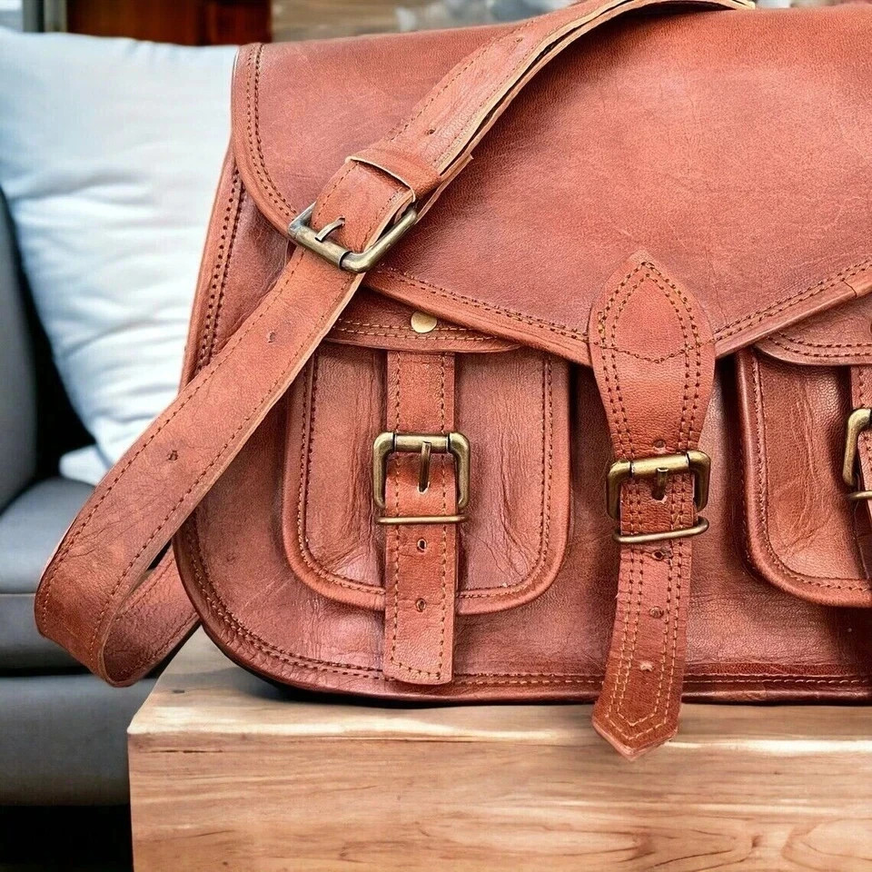 Men’s Aesthetic Leather Messenger Satchel Bag Handmade Vintage Brown New