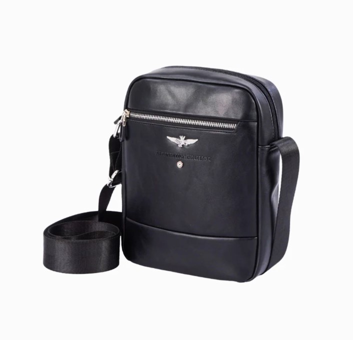 Shoulder Handbag with Zip Aeronautica Militare Man AM563 Black