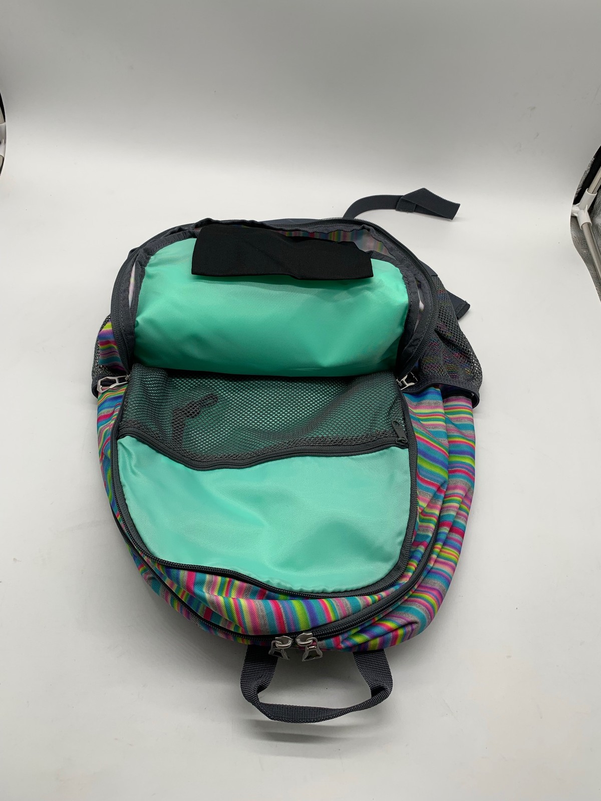 Adidas Backpack Unisex One Size Striped Multicolor Gray School Laptop Bag New