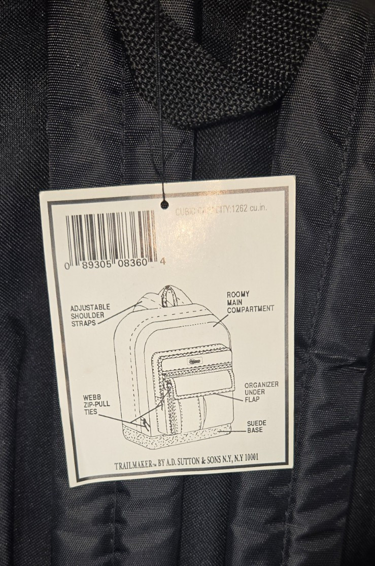 Vintage Trailmaker Black Backpack with Tags