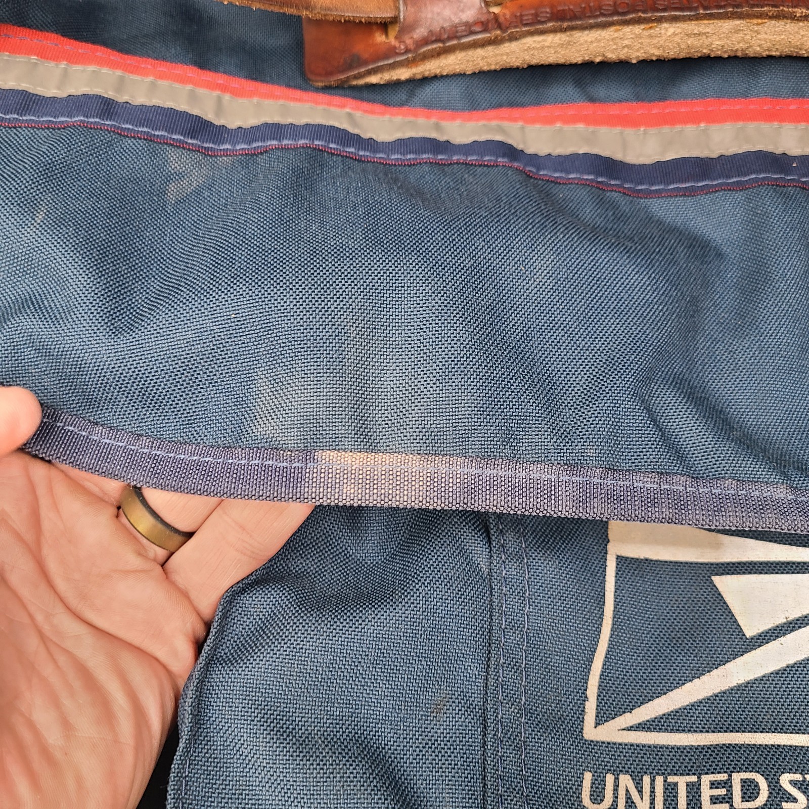 Vintage USPS Mail Carrier Bag Blue Canvas Messenger Satchel w/ Leather Strap