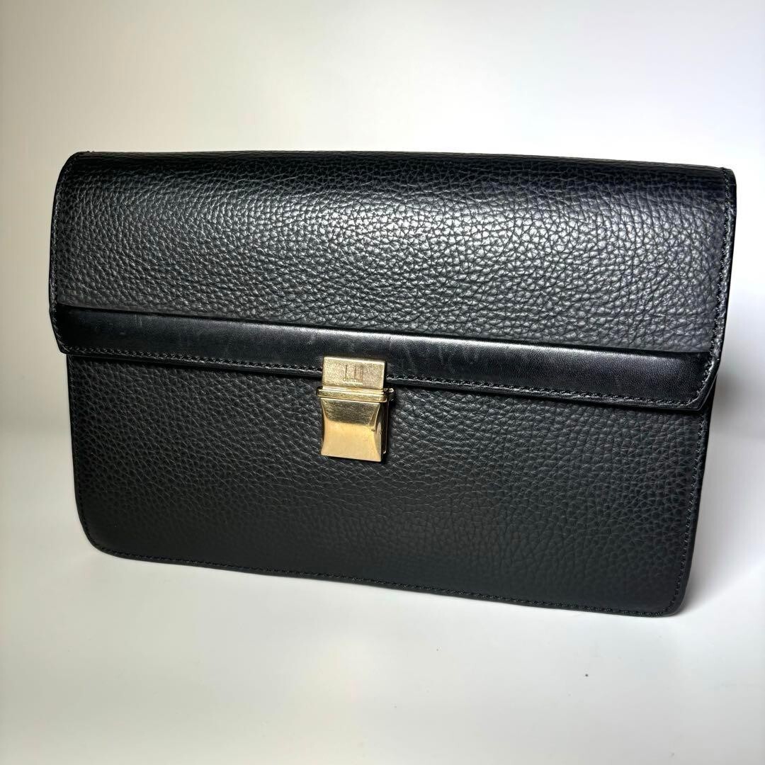 Dunhill Second Bag Clutch Leather color Black Rectangle Men’s fashion goods