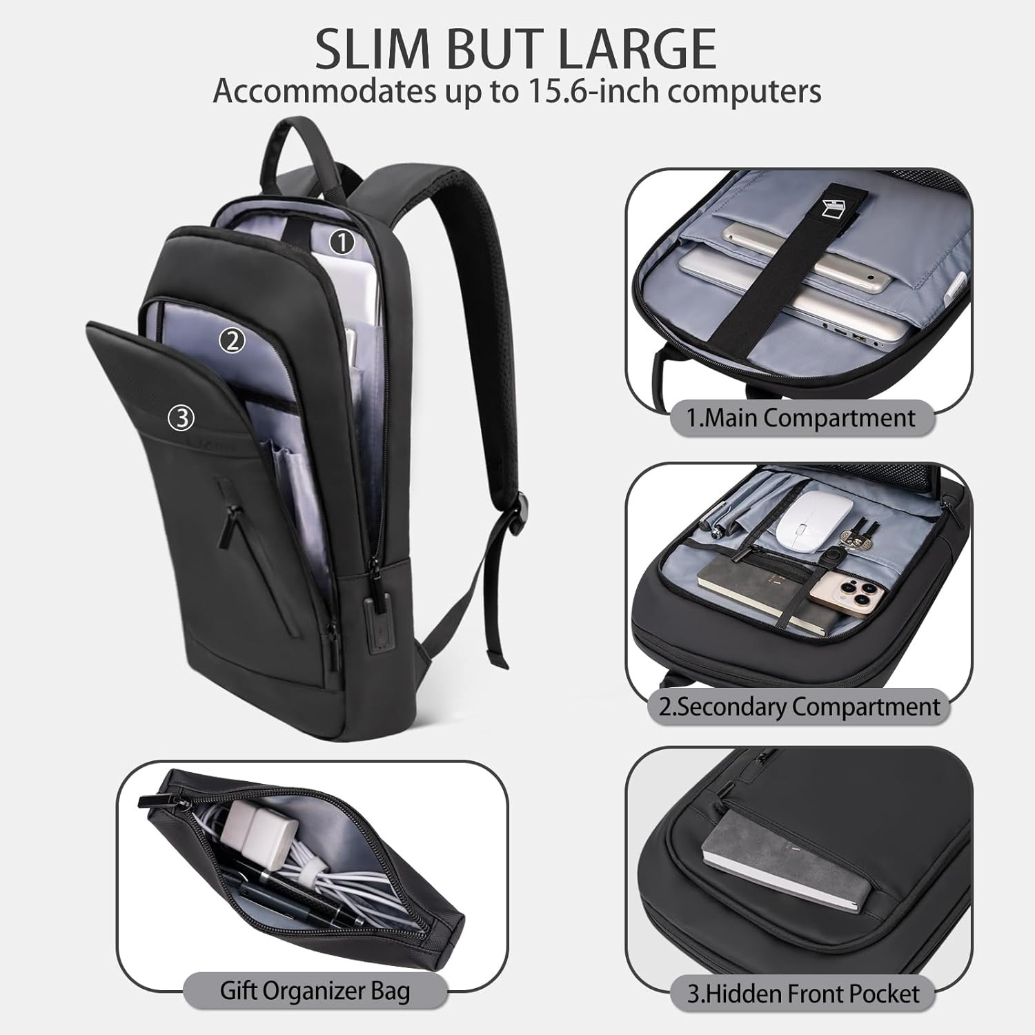 Business Backpack for Men Lightweight Commute Laptop Backpack Anti-Theft Water R