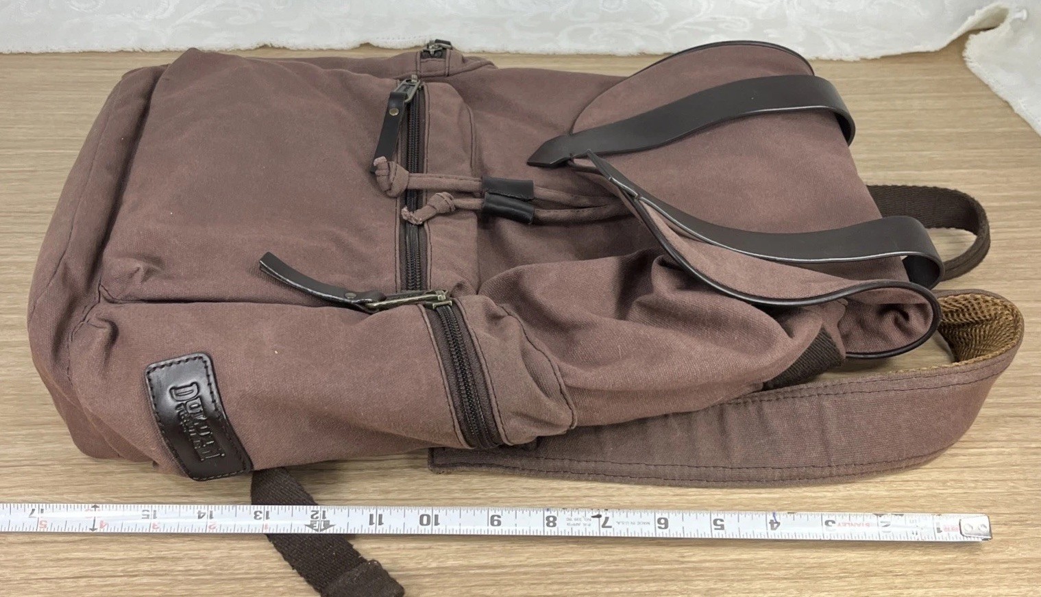 Duluth Trading Co Brown Canvas Pockets Drawstring Backpack Magnetic Top Closure