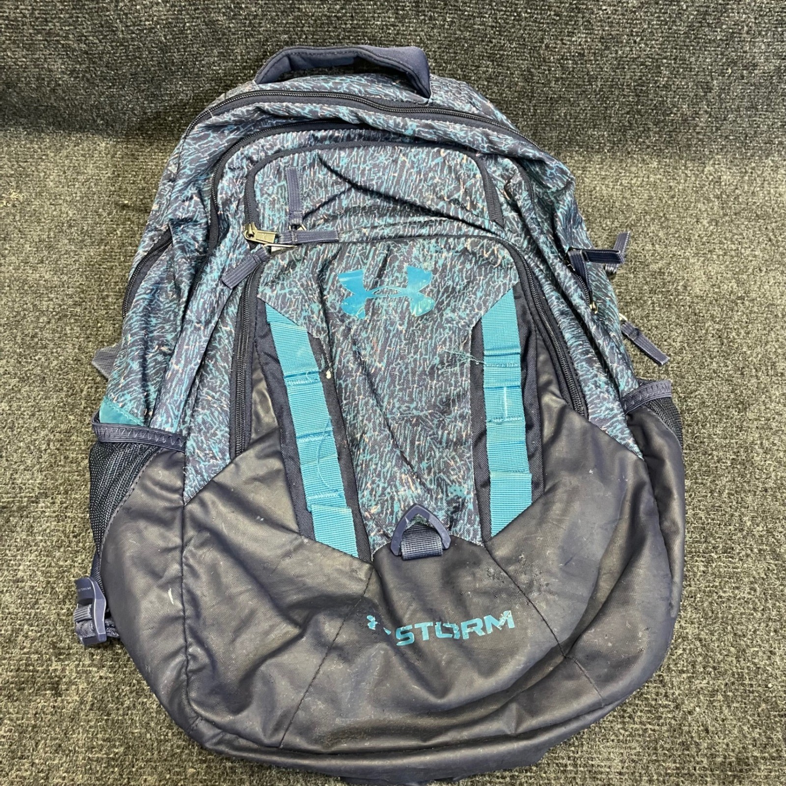 Under Armour 1261825 Teal Blue Patterned Water Resistant Storm Recruit Backpack