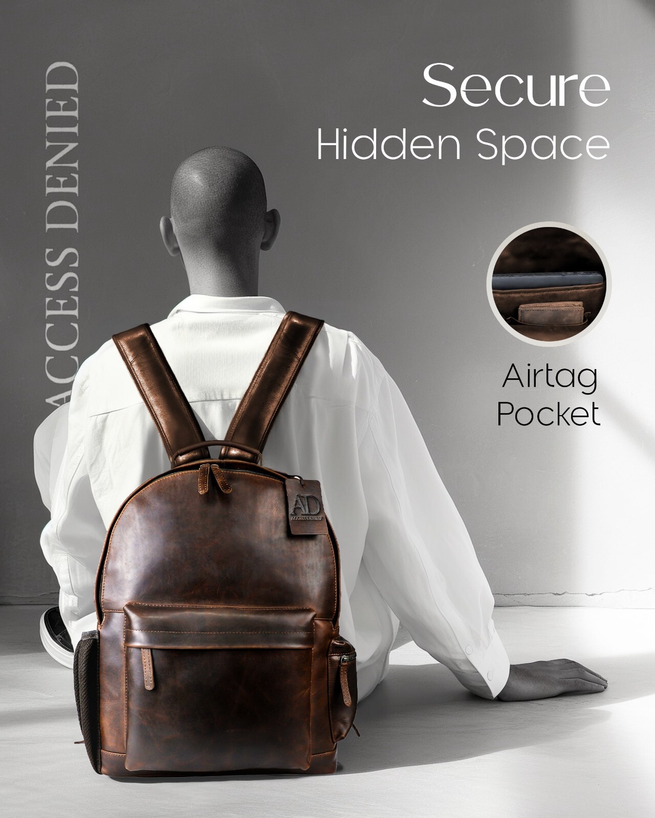 Handmade Leather Backpack Outer Pocket Fits 15.6″ Laptop Professional Mens Bag