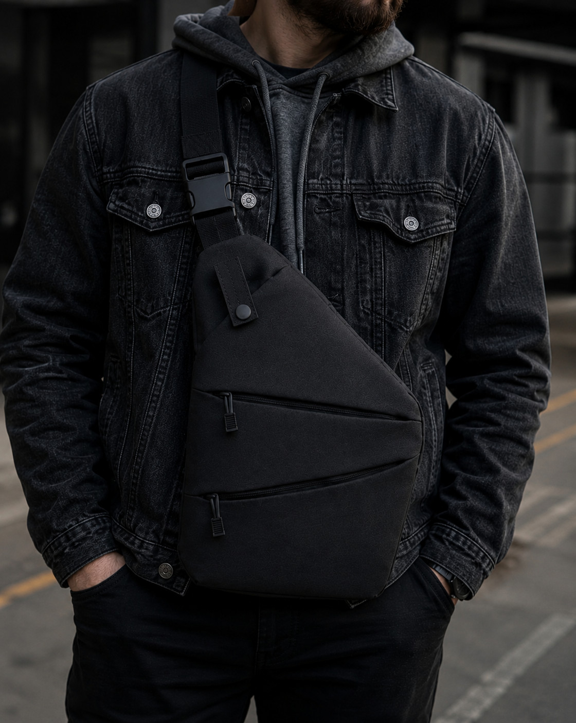 NEW Backpack Shoulder Holster Chest Pack Single Bag Portable Backpack BLACK