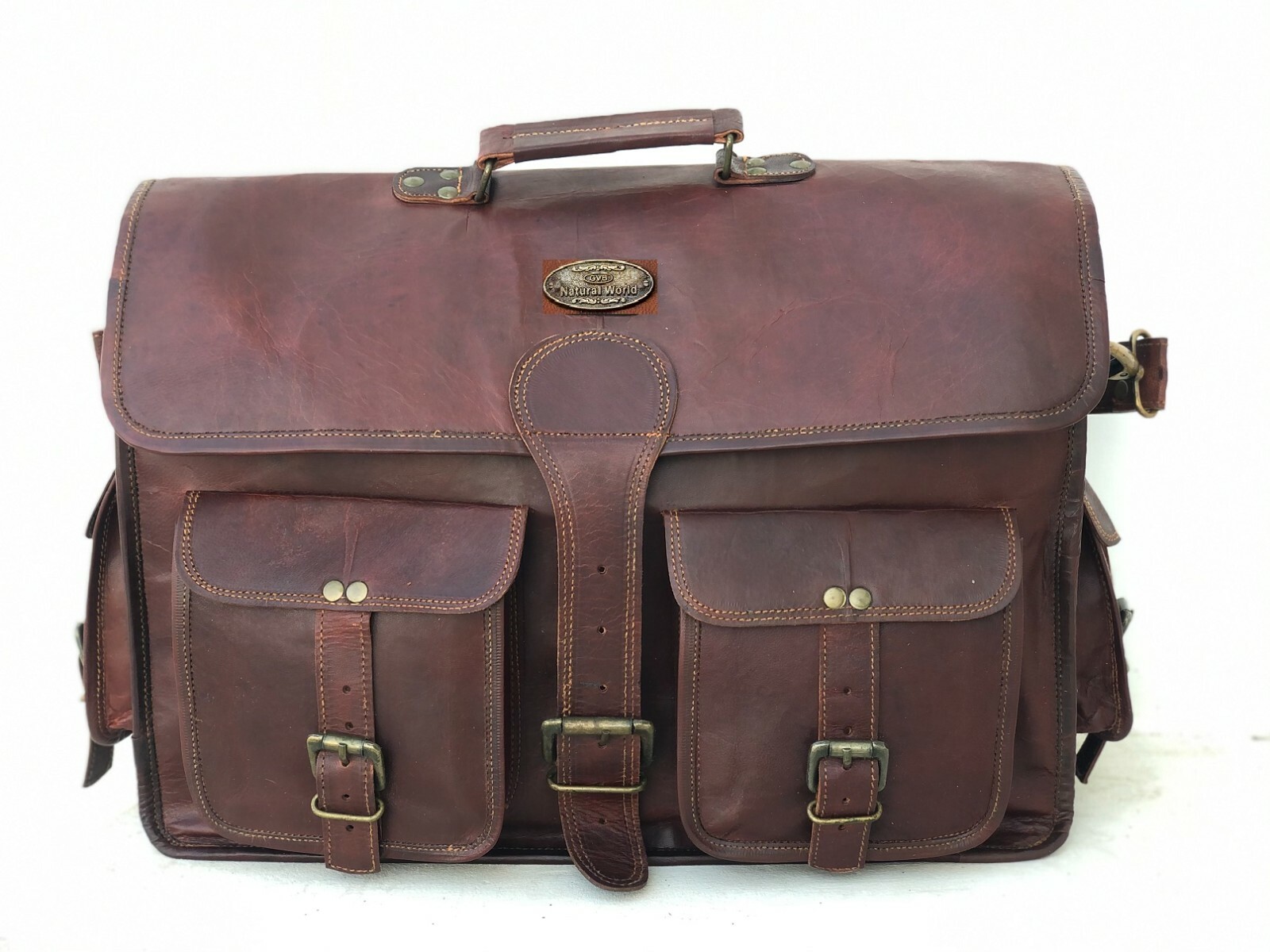 18″ Distressed Leather Quality Messenger Bag PC Computer Laptop Men’s Satchel