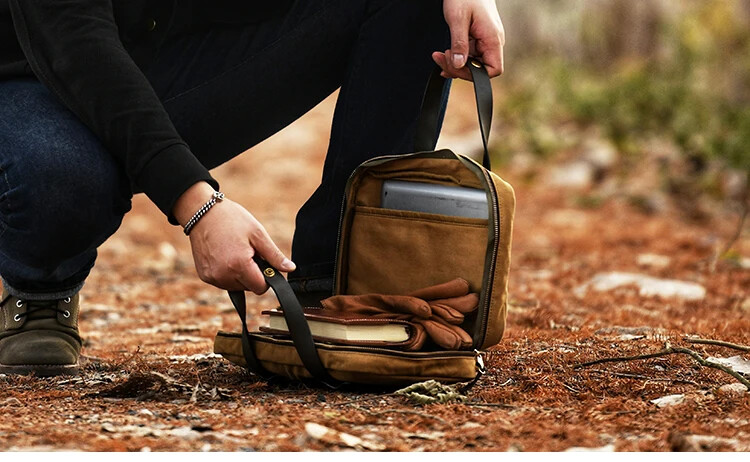 Oil Waxed Canvas Small Briefcase Size 31*22*7cm Casual Handheld Bag