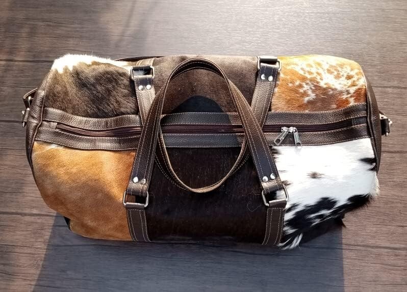 Cowhide Extra Large Duffel Bag Tricolor Cowhide Bag Travel Bag Gym Bag Weekender