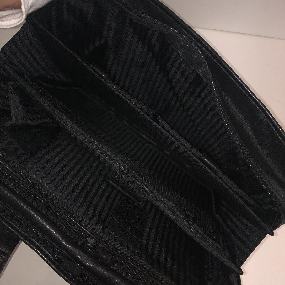 TUMI Organizer 2-Way Briefcase Black Leather Men Business Handbag