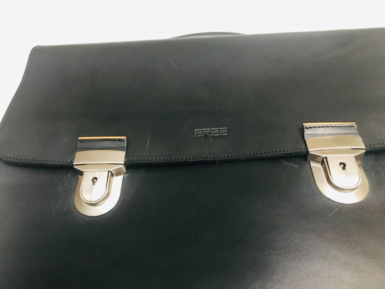 ORIGINAL BREE Heavy Black Leather Briefcase / Satchel / Portfolio – GERMANY