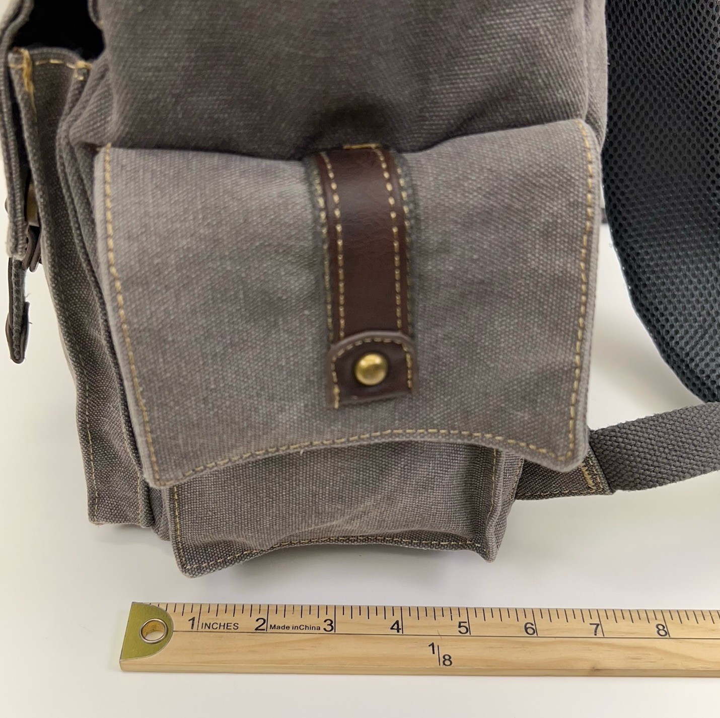 CARGOIT Canvas Leather Backpack Messenger Military Outdoor Travel Gray Rucksack