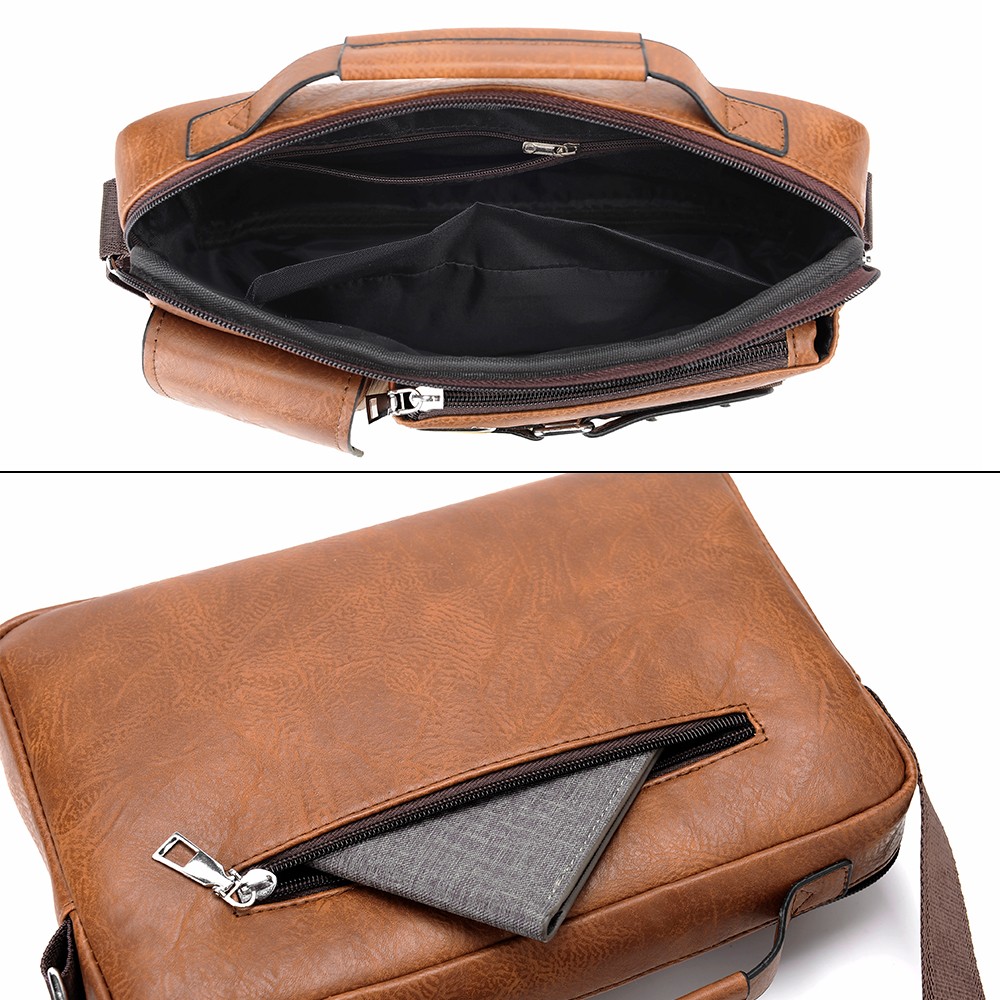 Men’s PU Leather Briefcase Shoulder Messenger Bag Crossbody Handbag Satchel Bags