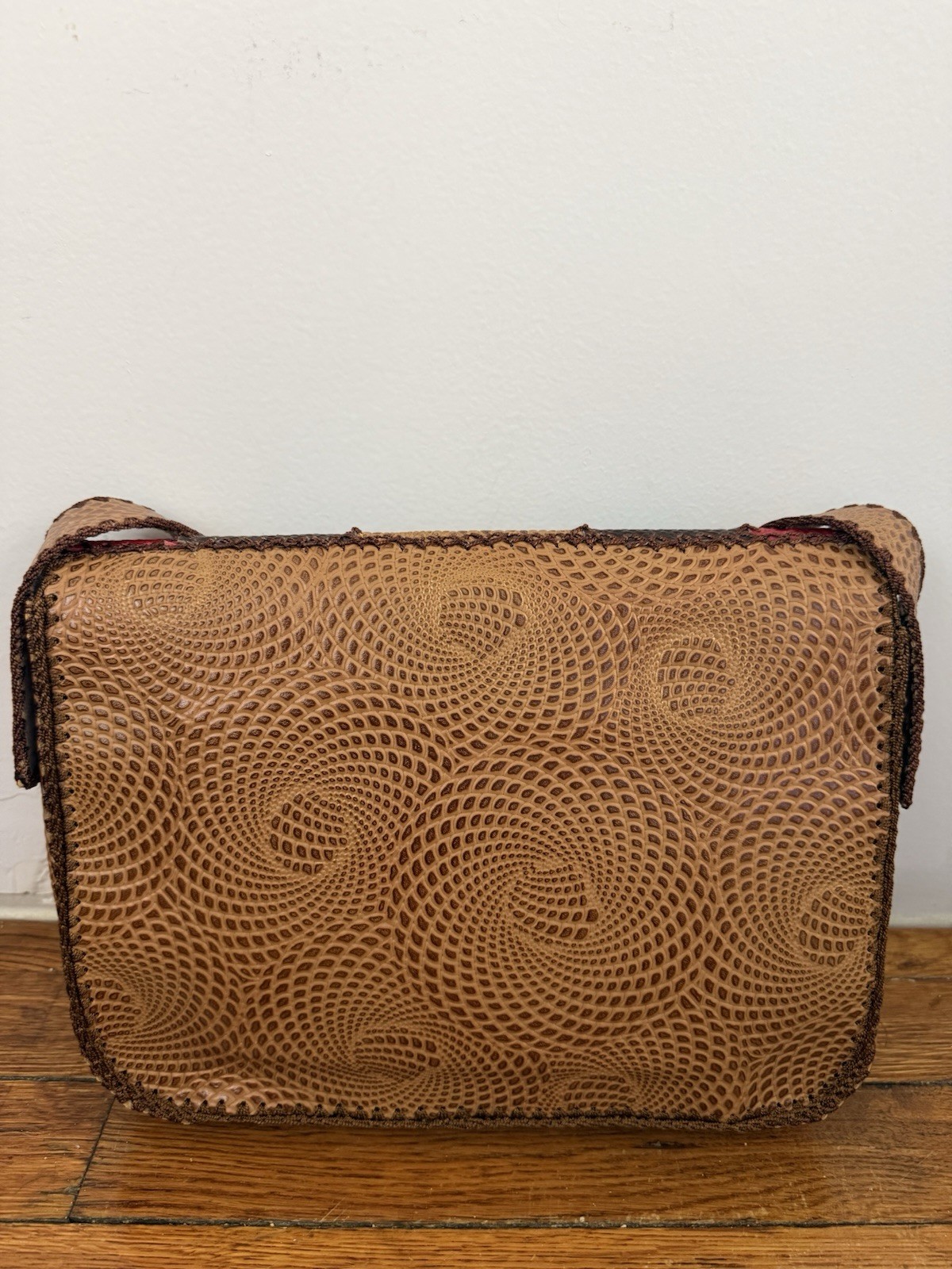 Boho Patchwork Embossed Leather Crossbody Snake Texture Artisan Shoulder Purse