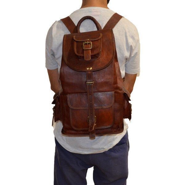 Genuine Vintage Leather Laptop Backpack Knapsack Rucksack Travel Bag Men & Women