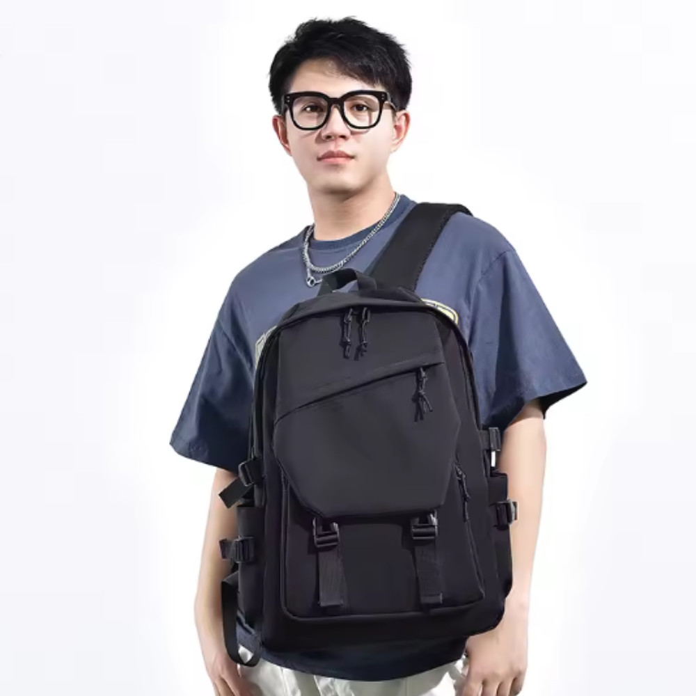 Solid Color Travel Backpack Large Capacity School Work Commuter Daypack