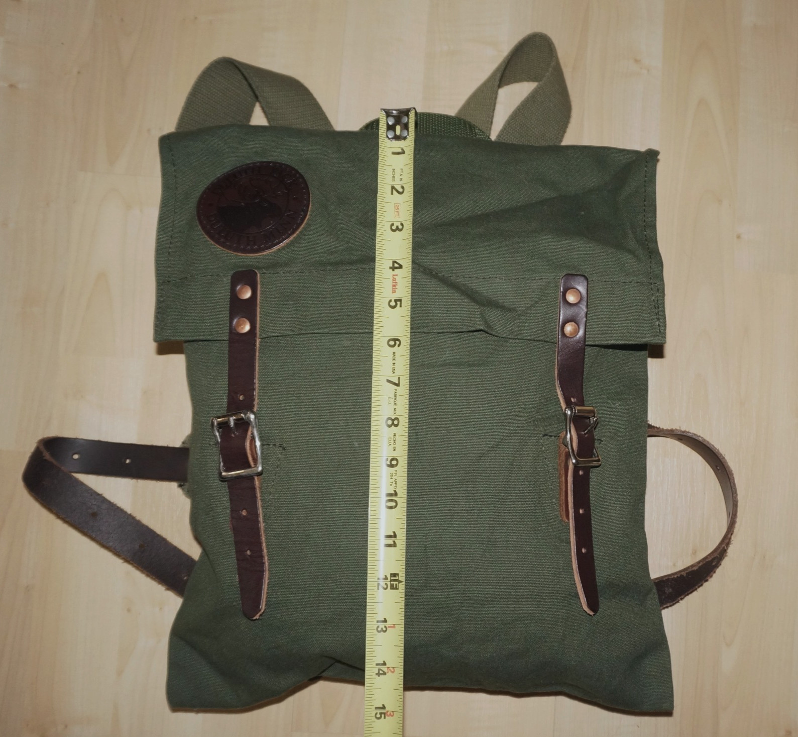DULUTH PACK Juniper Green Canvas & Brown Leather SCOUT Backpack 16×14