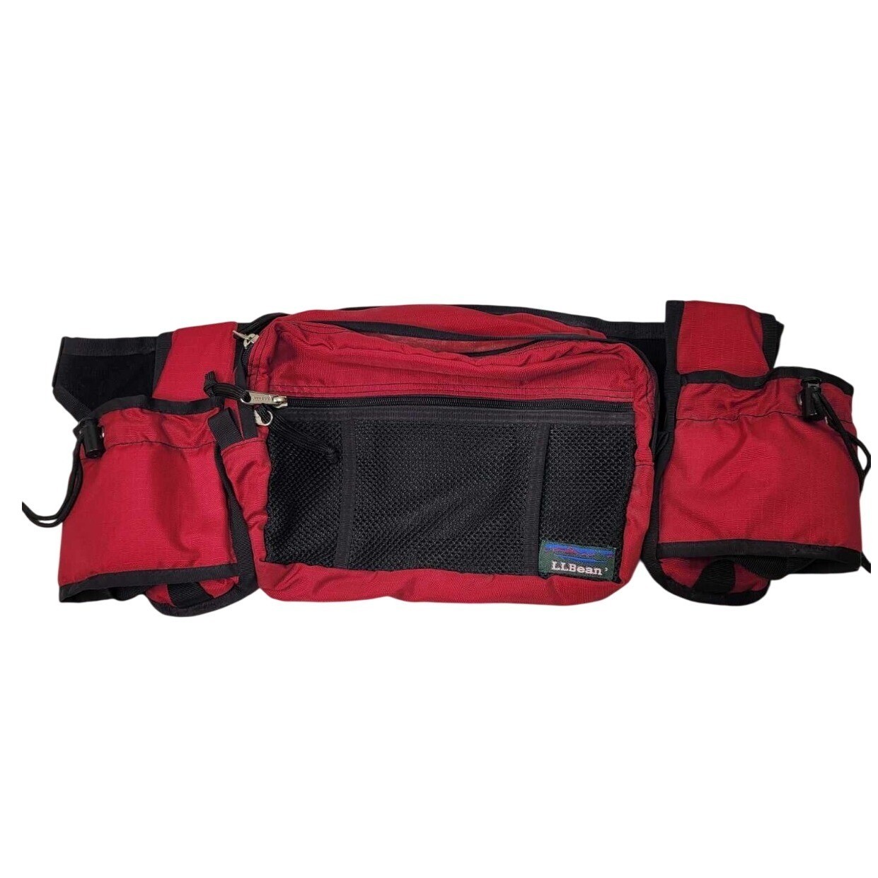 LL BEAN Red Canvas Multi Sport Fanny Pack Bag Hiking Vintage