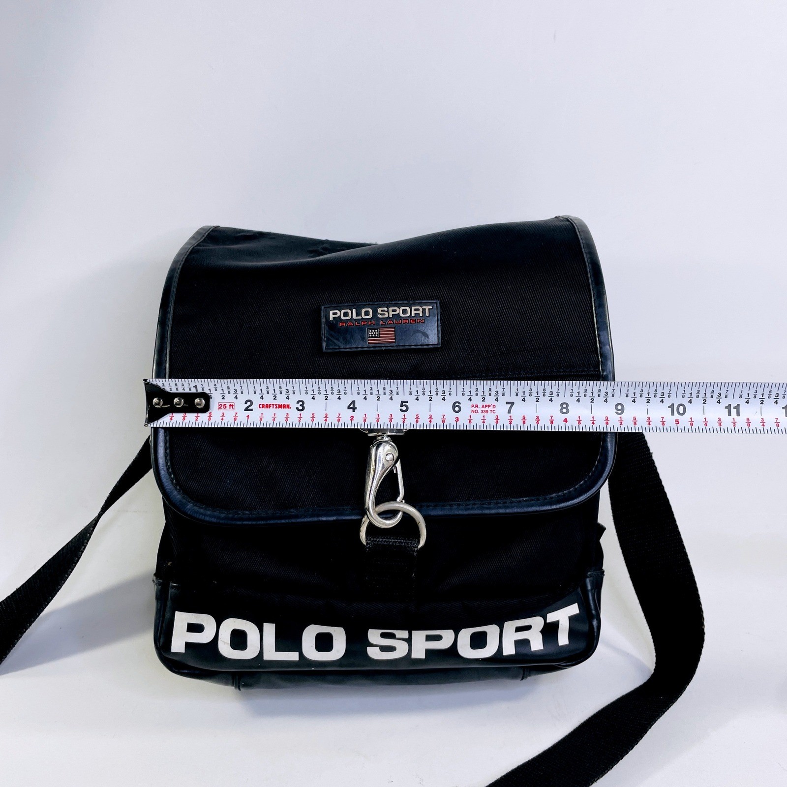 Polo Sport Ralph Lauren Messenger Bag Black Canvas Vintage Crossbody Logo Bag