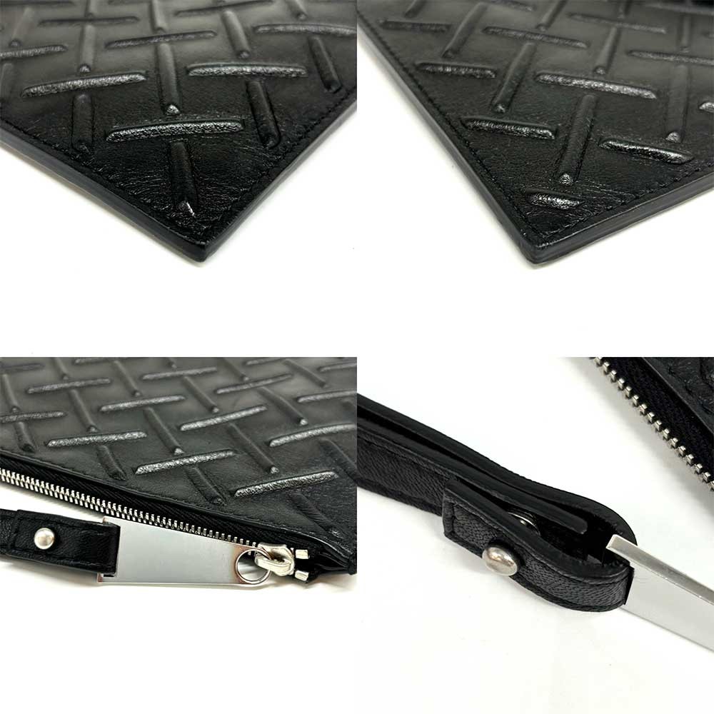 Bottega Veneta Nappa Graphic Clutch Bag Black Leather 592643 VA9P3 8803