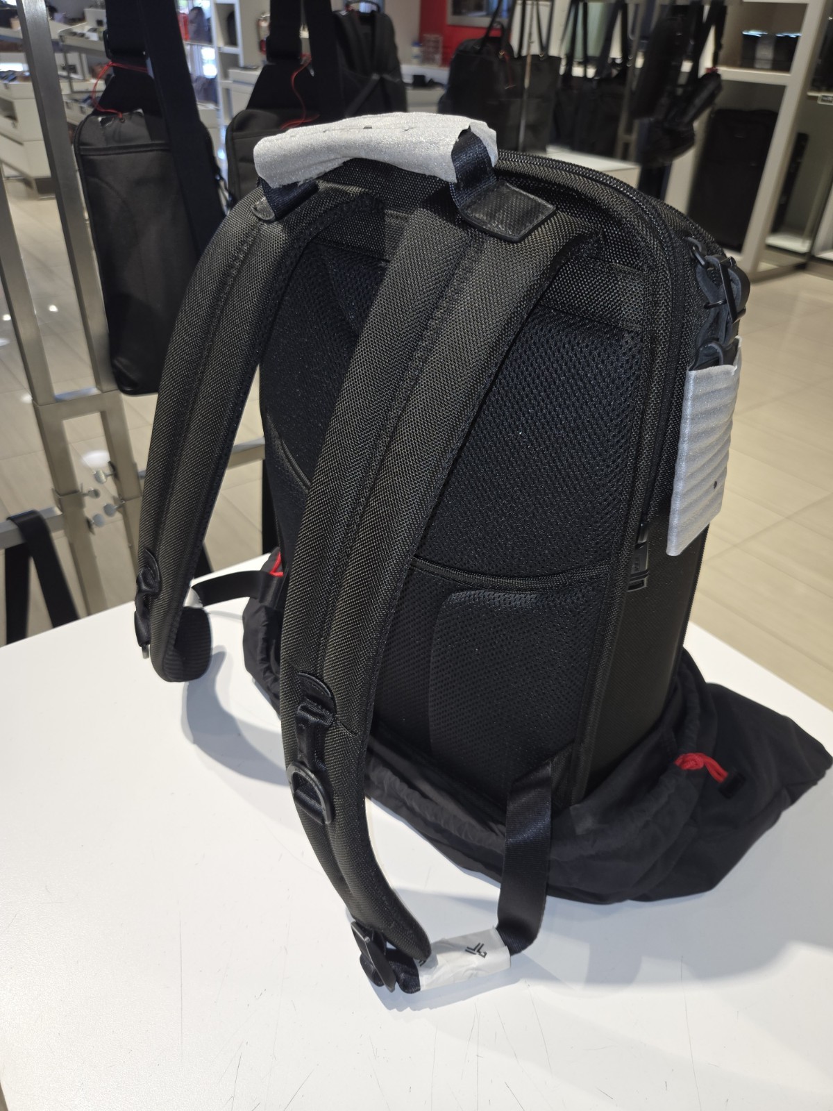 NWT TUMI ALPHA Blk Ballistic Nylon Slim Backpack+Red Pouch+Organizer Travel Tote