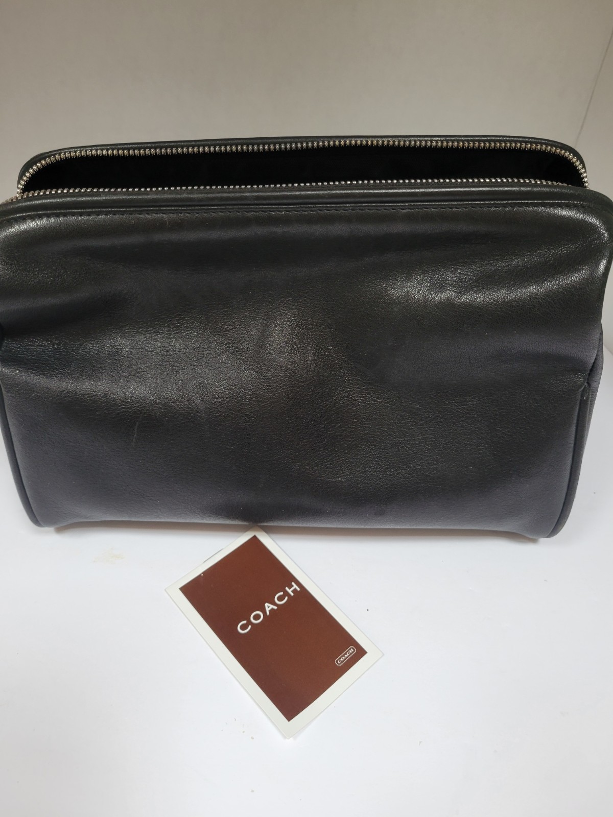 Rare Coach Black Leather Toiletry Case Dopp Kit Bag GO5S-5406
