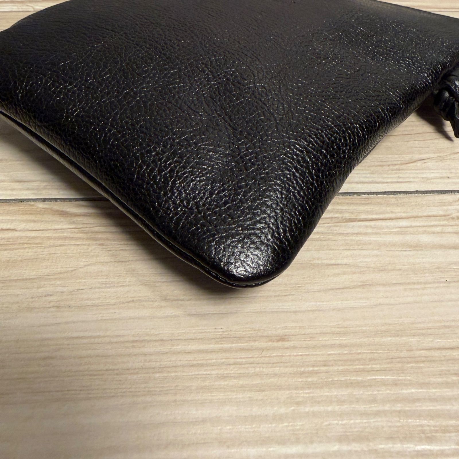 IL BISONTE Leather Mini Shoulder Bag Black Genuine Sacoche Pochette 18×13cm