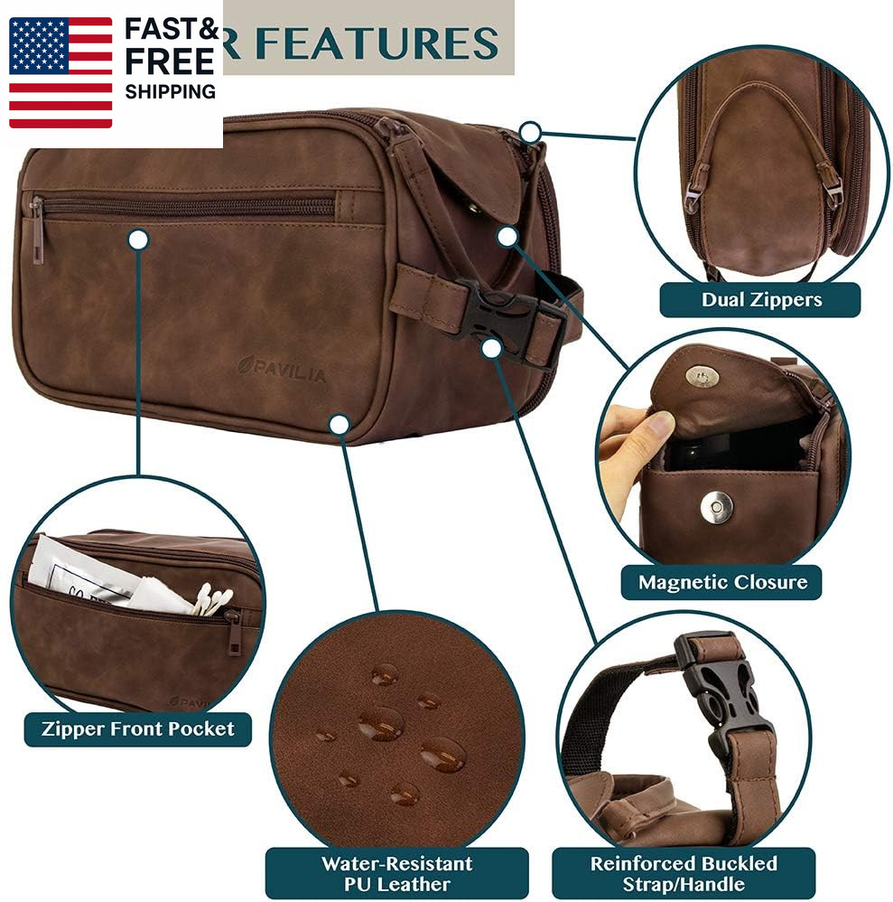 Toiletry Bag for Men, Travel Essentials Shaving Dopp Kit, Mens Travel Bag Toilet