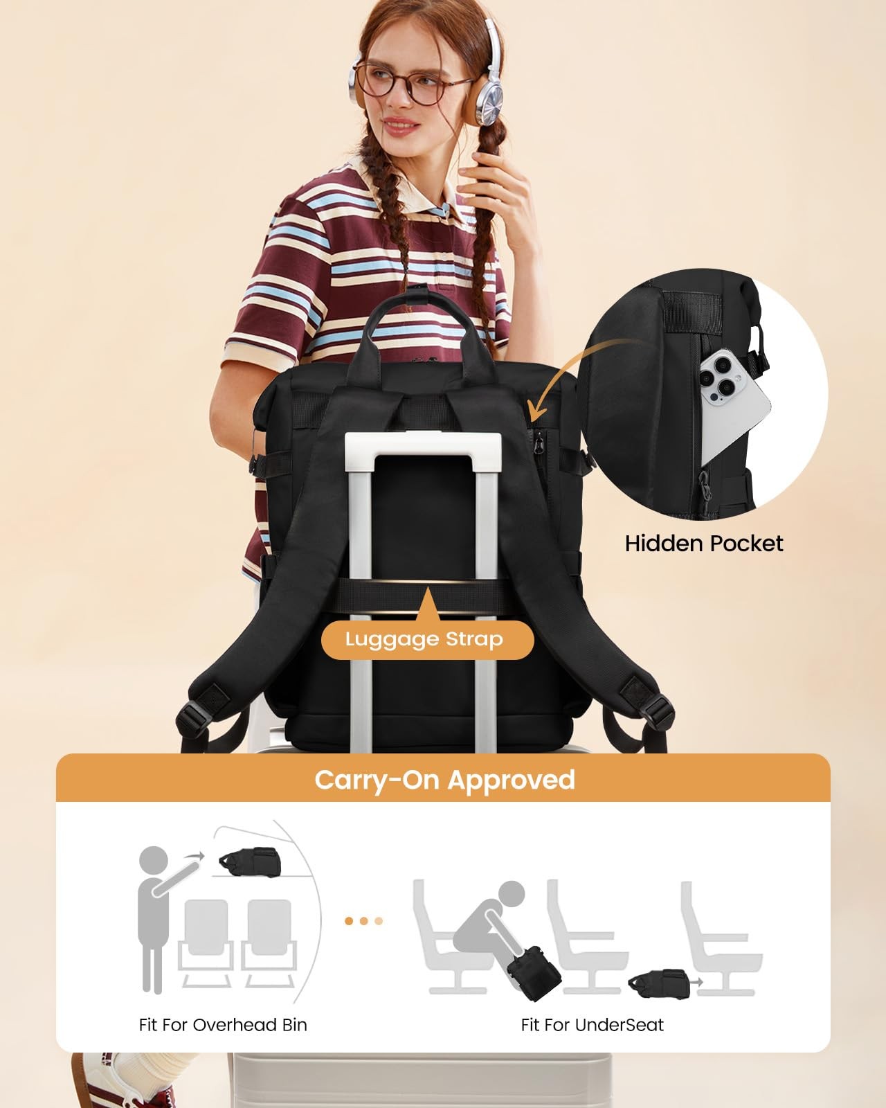 Laptop Backpack for , 17.3 Inch Work Travel Black Business Backpack Purse for…