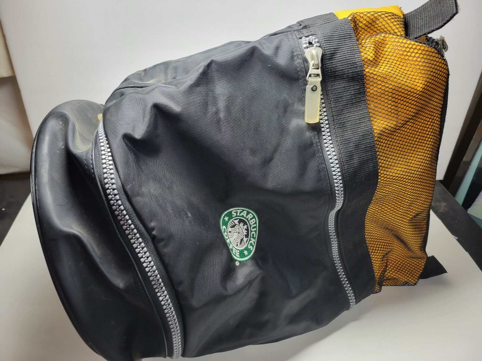 STARBUCKS Cylinder-Design Backpack Single Strap 3-Compartments Bag Vtg Logo