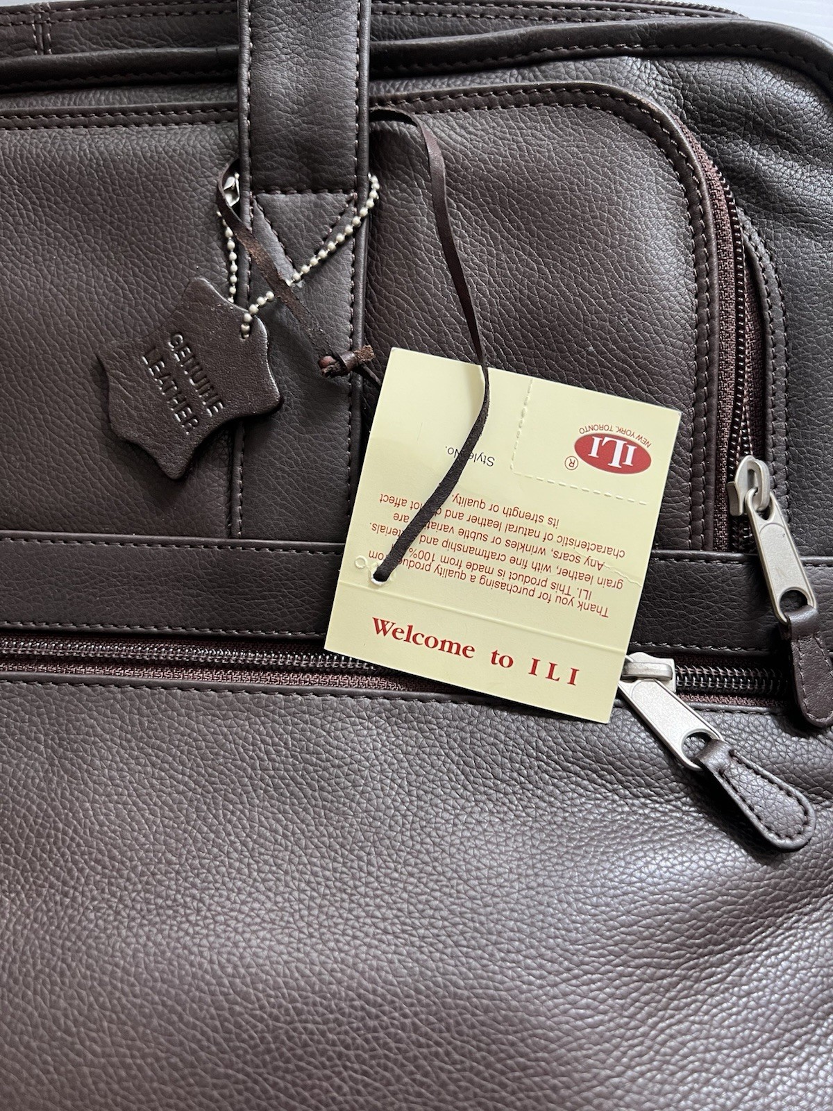 NWT • ILI Leather Organizer Briefcase • Laptop Bag • Satchel • Shoulder Strap