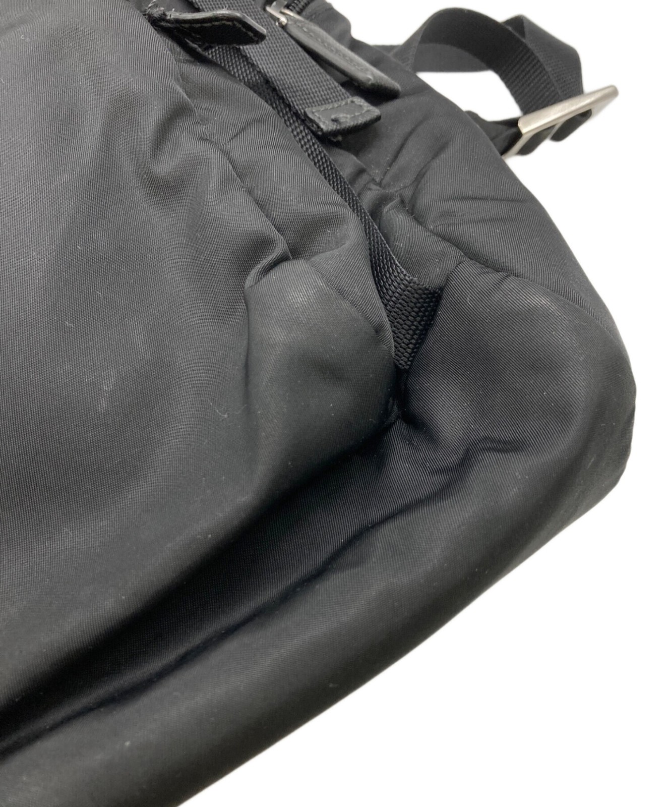 Prada Nylon Backpack Rucksack Daypack Bag Black Double Buckle Drawstring 2VZ135