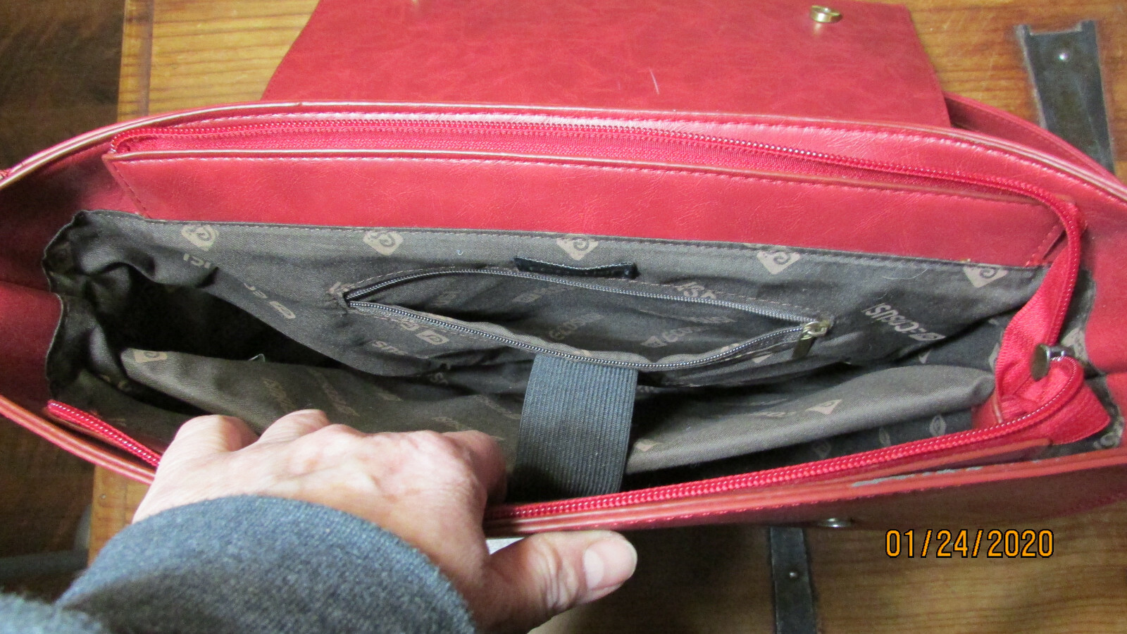 ECOSUSI RED DETACHABLE BOW BRIEFCASE LAPTOP CASE MESSENGER BAG VEGAN LEATHER
