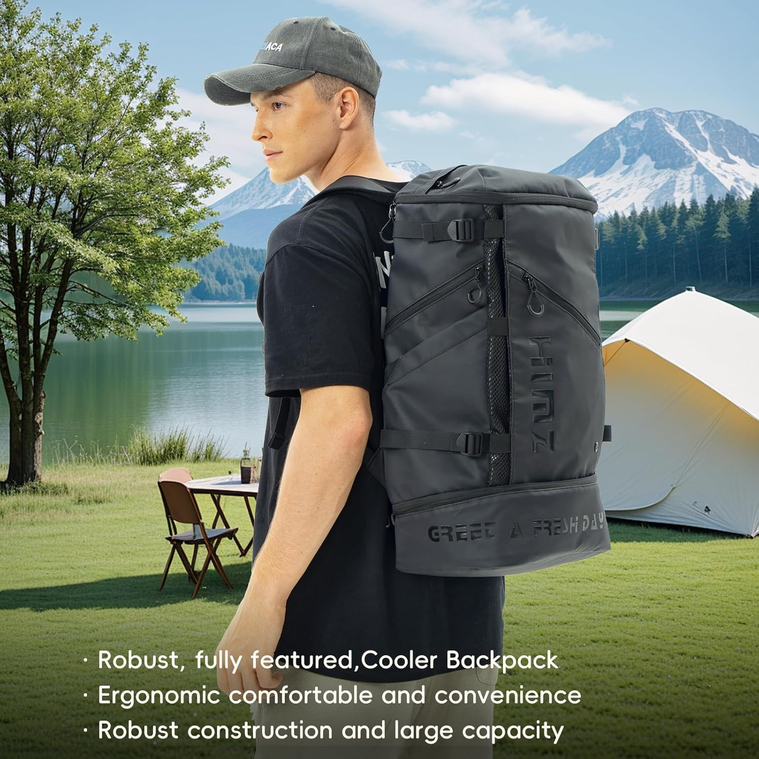 Insulated Cooler Backpack with Lunch Compartment for Travel & Camping
