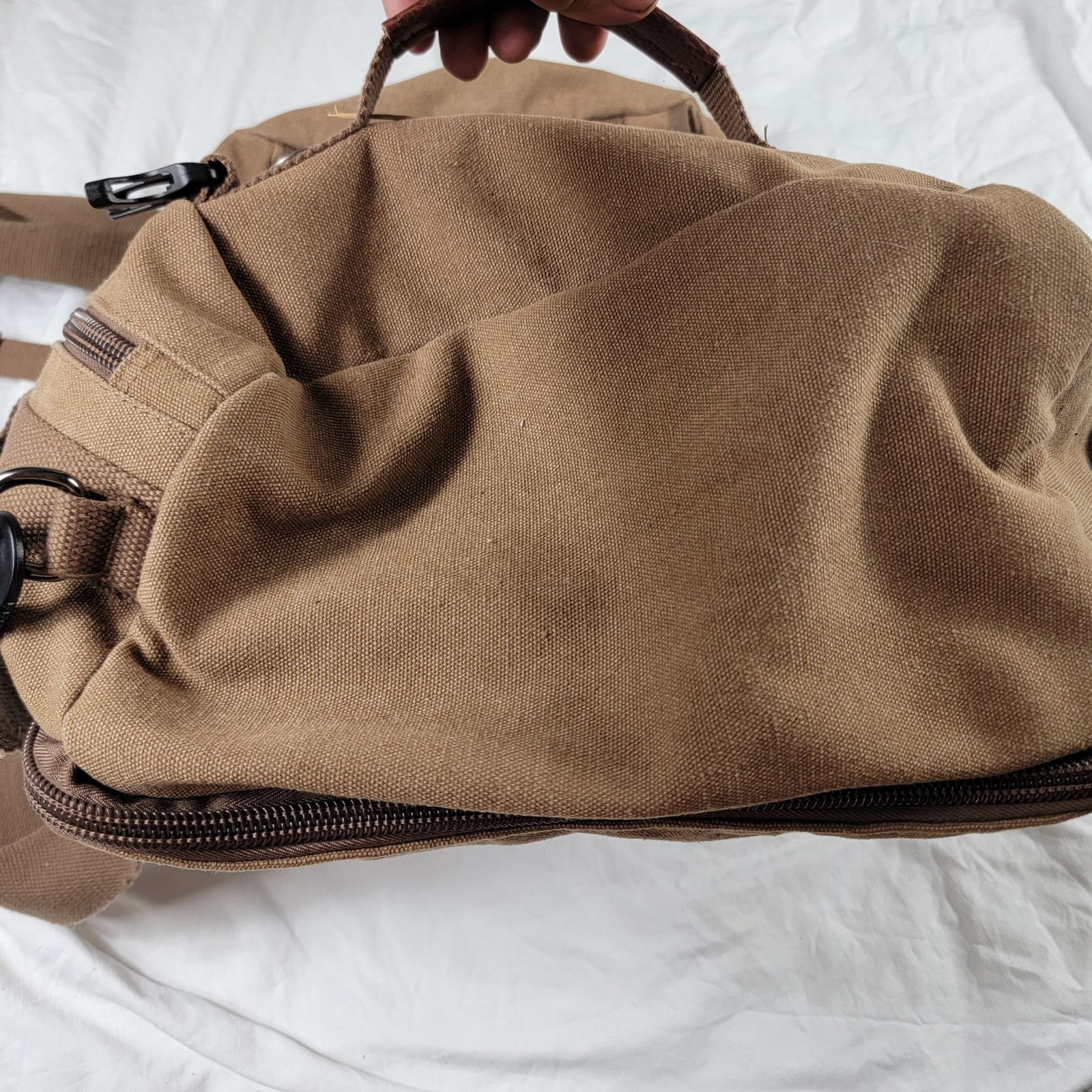 Witzman Canvas Backpack Travel Rucksack Multi Pocket Large Capacity Brown