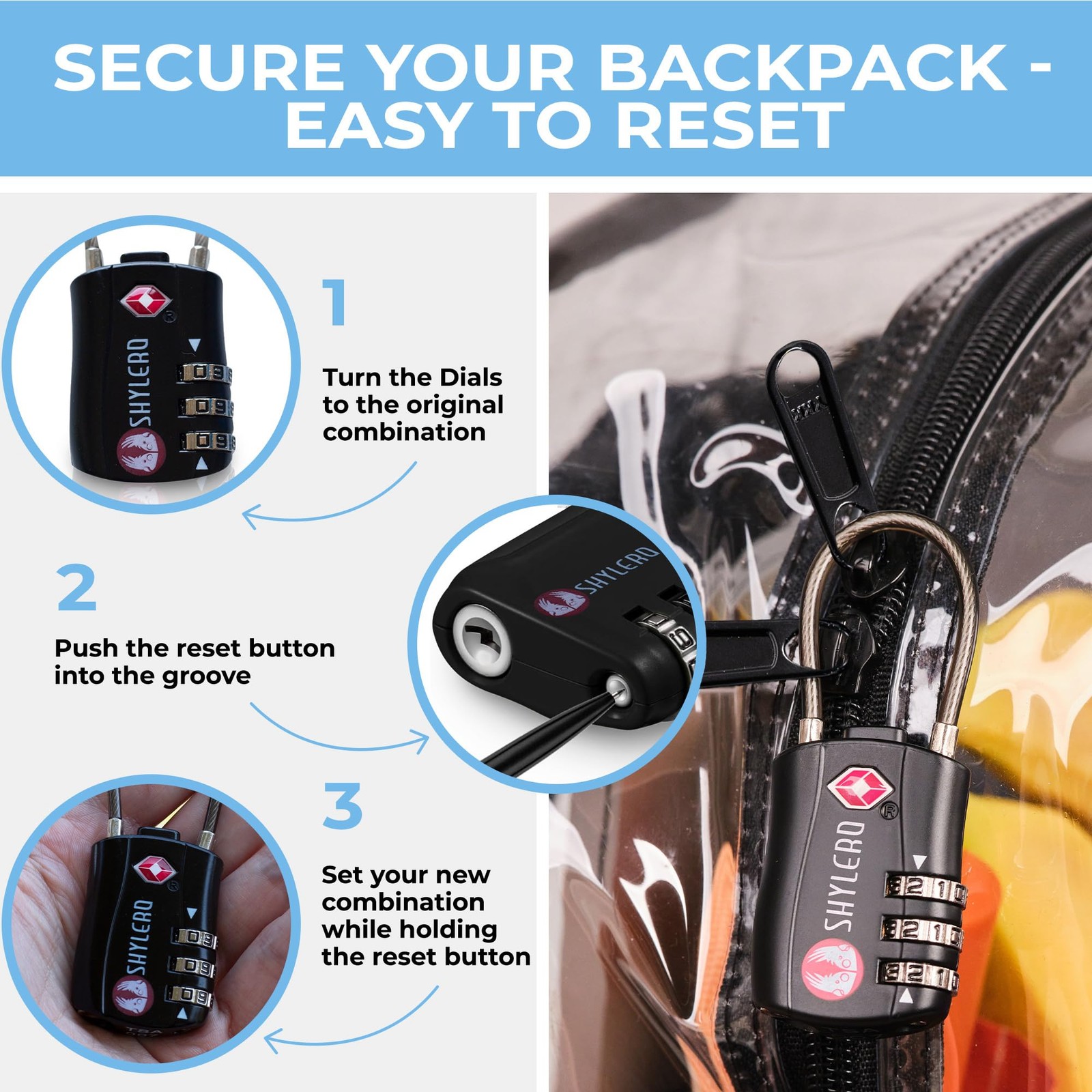 Clear Backpack Heavy Duty has TSA Lock, 2-WAY Zipper. PVC Transparent Backpac…
