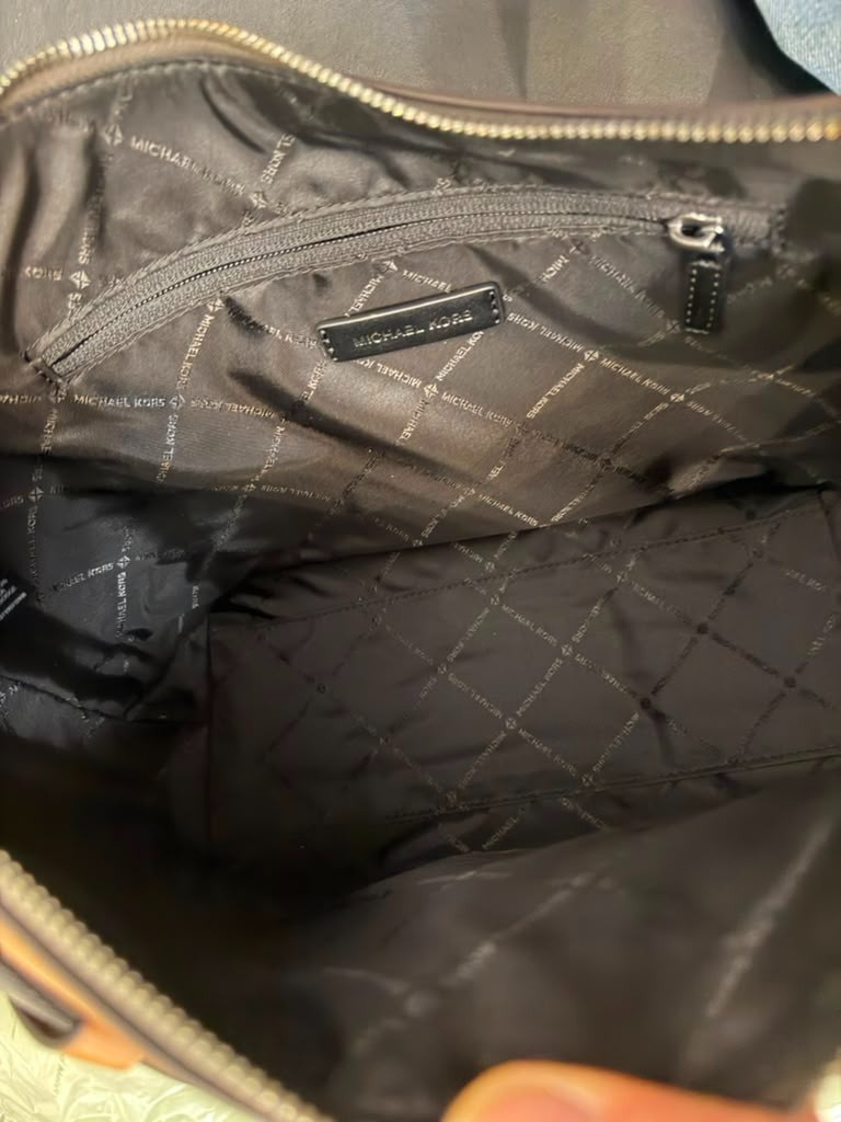 Michael Kors Cooper Pebbled Leather Soft Crescent Bag Luggage Men Crossbody