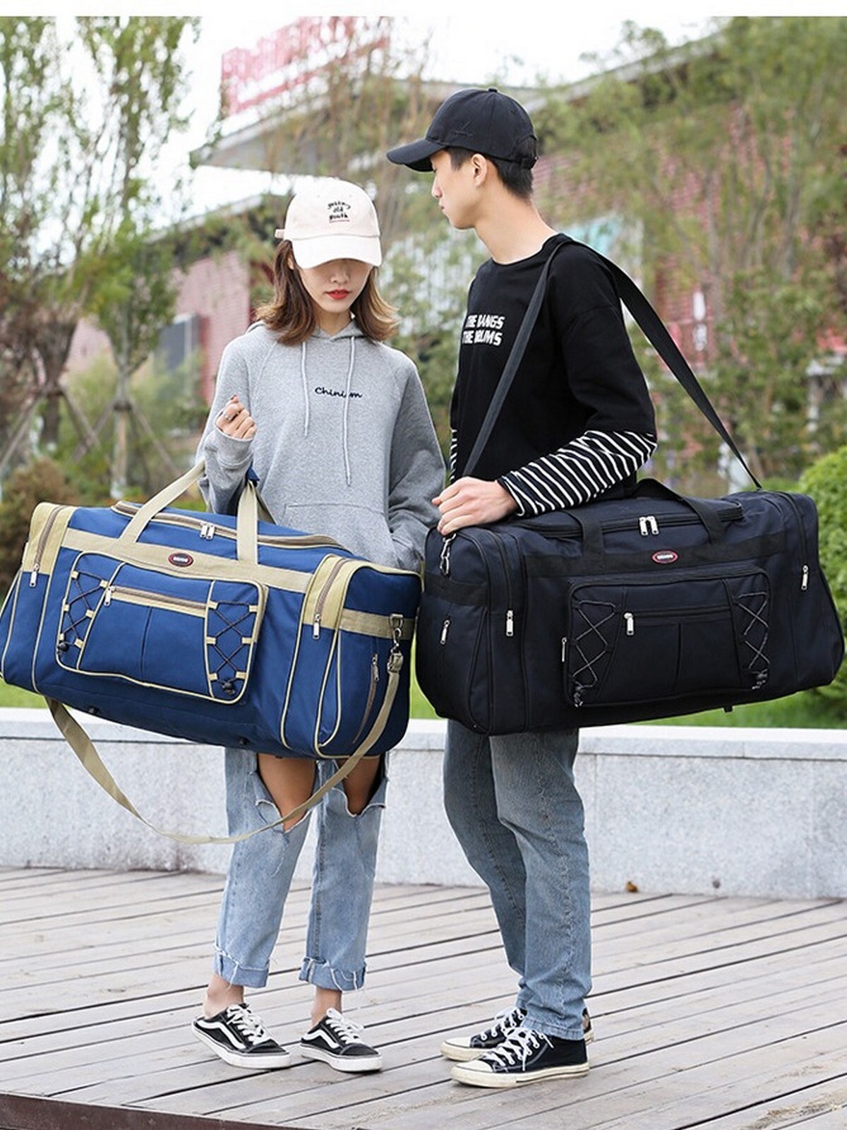 72L Large Duffle Bag for Men Women Foldable Travel Luggage Weekender Bag w Strap