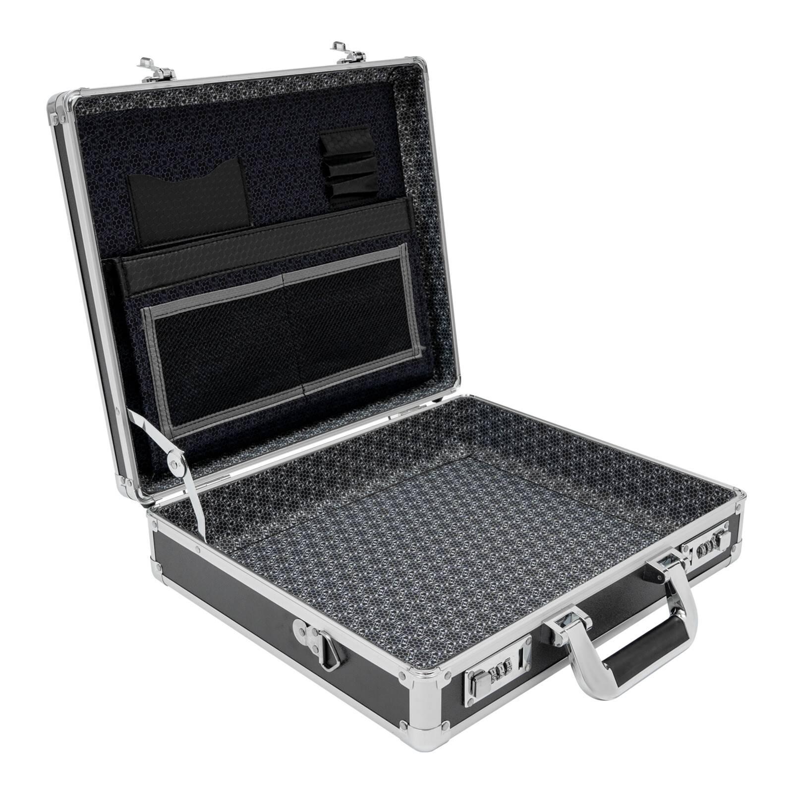 Aluminum Hard Case Big Capacity with Combination Lock Briefcase with Pocket New