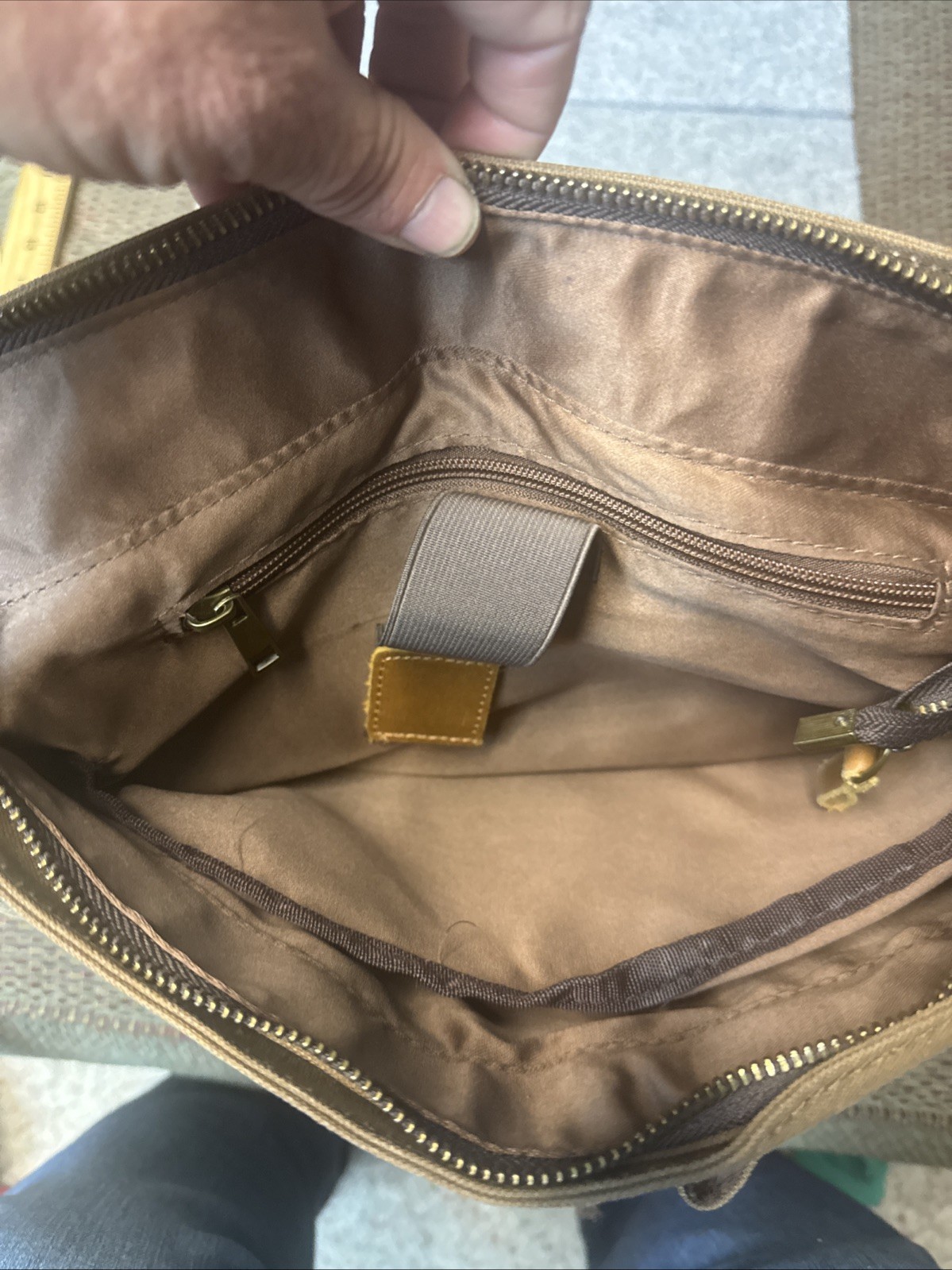 Gearonic Messenger Bag Leather & Canvas Brown Computer Shoulder Strap Magnetic