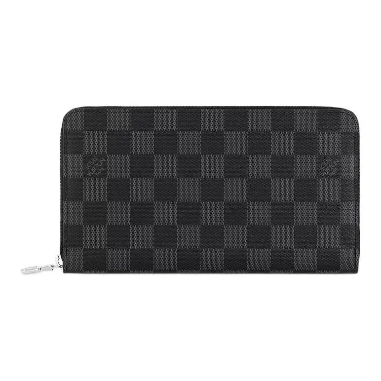 LOUIS VUITTON checkerboard zipper Wallet For Men 8.2×0.7×4.7 in