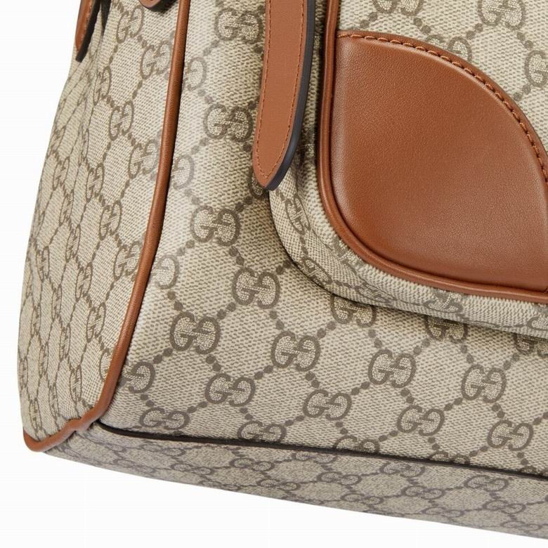 Gucci GG Emblem Medium Canvas Leather – Trimmed Backpack – BROWN – Made in Italy