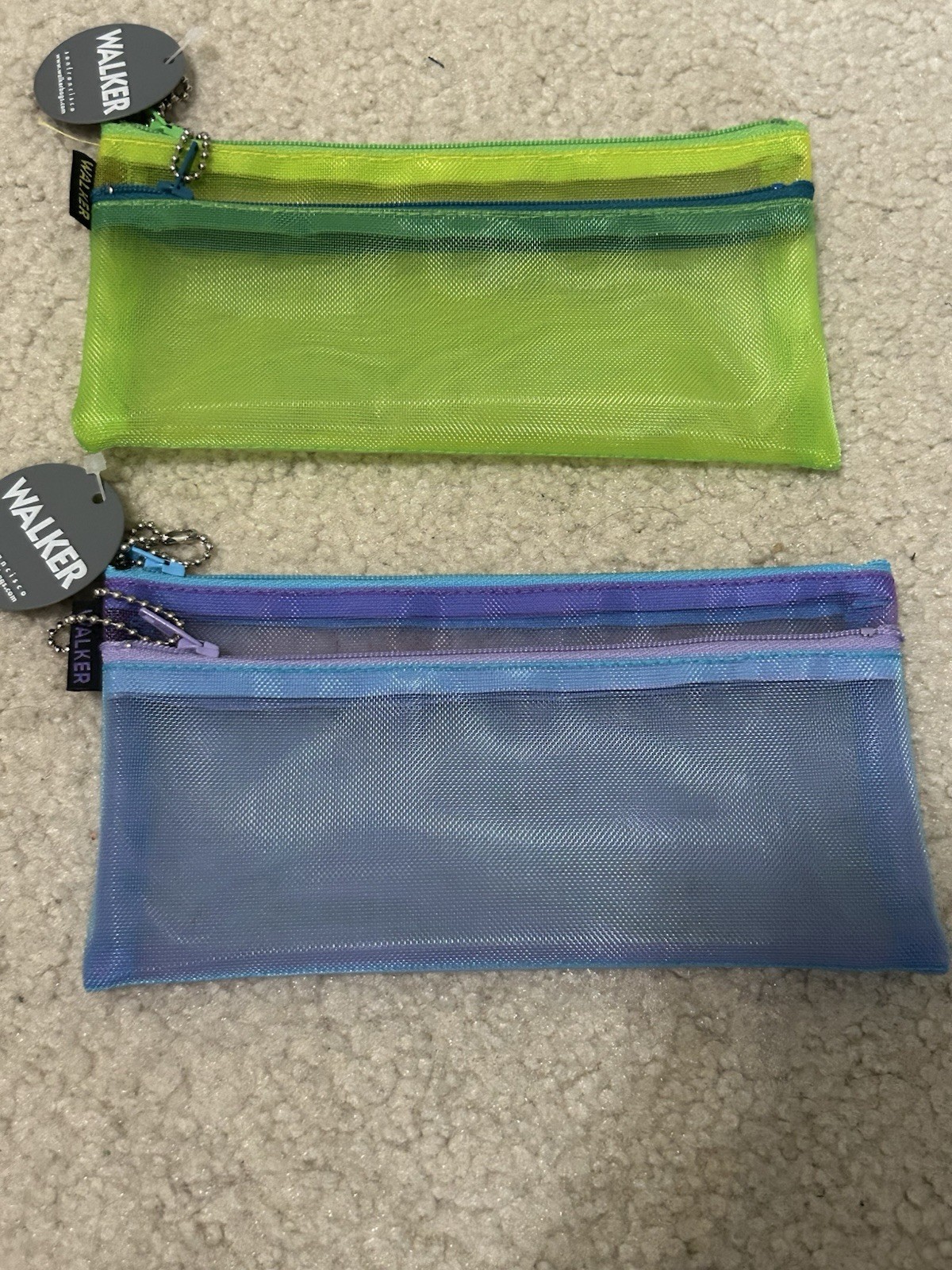 NWT Walker San Francisco Mesh Pouches ID Wallet 2 Green Blue Travel USA 7×4